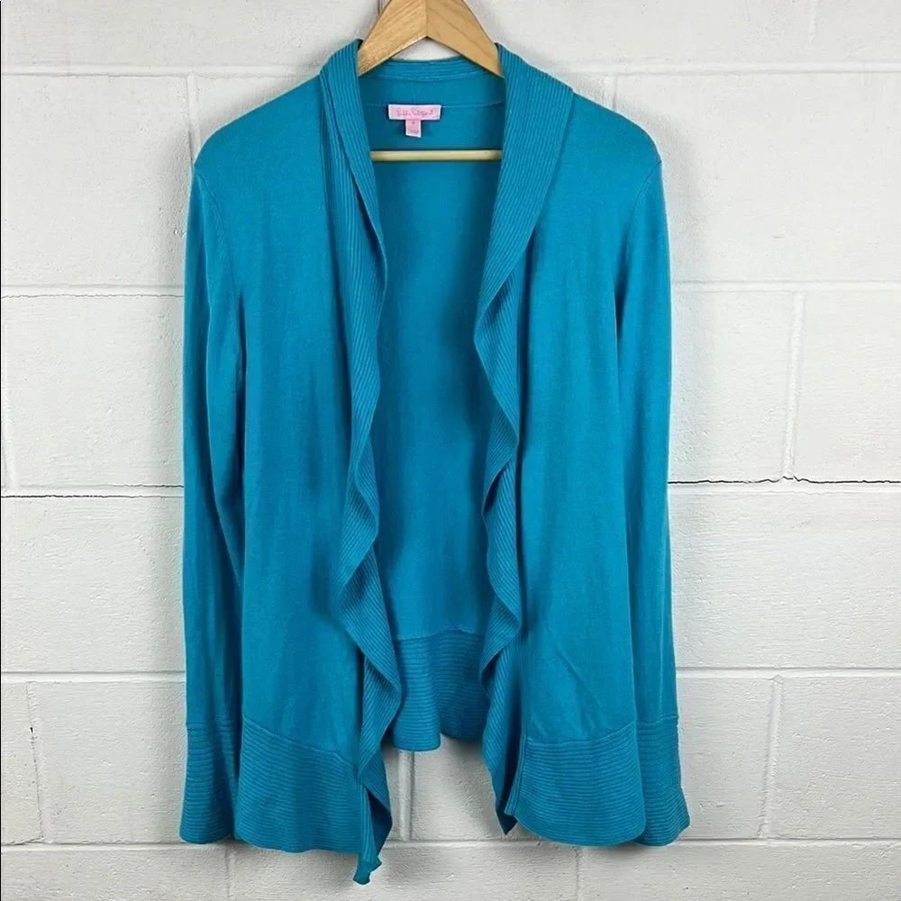 Lily Pulitzer women’s ruffle open front lightweight cashmere blend cardigan